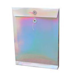 Luxury Rainbow Laser A4 Document Paper Bag Kraft Paper Bag Clothing Packaging Archive Bags LX4884