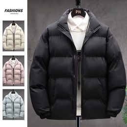 Men's Down Parkas 4XL Winter Jacket Thickened Warm Cotton Coat Standing Collar Solid Colour Casual Fashion Couple Streetwear 230809