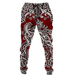 Men's Pants Odin Symbol Viking Tattoo Skull Blood Background 3D Full Print Men Trousers Waist Breathable Streetwear Autumn Sports Pants-2