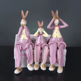 Decorative Objects Figurines Lovely Doll Decoration Easter Bunny Simple Living Room Table Decor Resin Crafts Miniatures Office Desk Accessories 230809