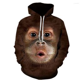 Men's Hoodies Funny Mens Monkey Orangutan 3D Printed Hoodie Men Women Spring Autumn Fashion Hooded Pullover Sweatshirts Streetwear
