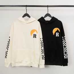 Men's Hoodies Sweatshirts RHUDE Streetwear Oversized letter setting sun print Hoodie Couple Style thickening Fashion Loose Hip Hop Hooded pullover 230808
