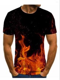 Men's T Shirts 2023 Flame T-Shirt Summer Fashion Short Sleeve 3D Round Neck Top Casual Sports Street LARGE