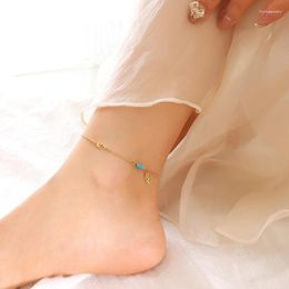 Anklets Turquoise Wing Anklet Jewellery Versatile Temperament Titanium Steel For Girl Fashion Ankle Chain Wholesale