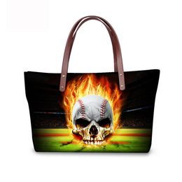 HBP NEW Baseball Volleyball Skull Head Print Graffiti Personalised Trend Horizontal Square Net Red Women's Handheld Bag Can Be Sent as a Substitute