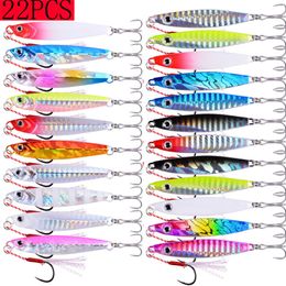 Baits Lures 22PC Super Quatity Metal Casting Jig Set 40g 30g 20g 17g 10g7g Shore Drag Cast Jigging Spoon Fishing Lure Artificial Bait Tackle 230809