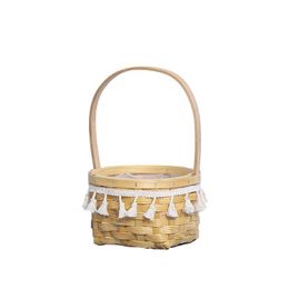 Storage Baskets Handmade Wood Bag Woven For Flower Fruit Vegetable Home Organiser Decor Drop Delivery Garden Housekee Organisation Dhnm8