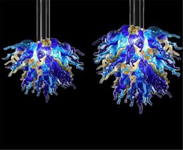 New Modern Chandeliers Fancy Color Hand Blown Ceiling Lightings for Dining Room Hanging Stairs Pendat Lamp Home Decor