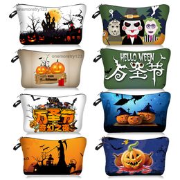 Kids Pumpkin Trick Or Treat Tote Bags Halloween Makeup Bag Terror Atmosphere Storage Bag