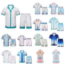 Casablanc- designer men t shirt set Masao San print mens casual shirt and short womens loose silk shirt high quality tees Free Transportation men tshirt Size M--3XL#YY