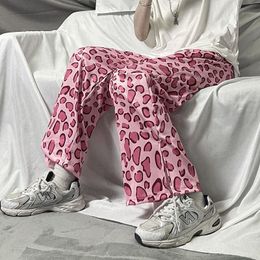 Women's Pants Capris Women's pants Wide leg trousers summer street pink leopard print straight casual high waist slim tren y2k trouser suits harajuku 230809