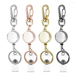 Keychains Retractable Badge Reel Clip Anti Lost Metal 21mm Keychain Lanyard Women Men