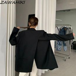 Women's Suits ZAWAHIKI Casual Solid Colour Loose 2023 Spring Autumn Designed Chic Women Blazers Korean Temperament Slit Breasted Tops