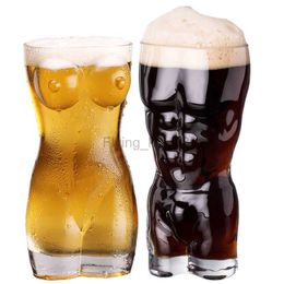 Creative Lady Men Body Shape Water Beer Glass Cup Durable Whiskey Glasses Wine Shot Glass Big Chest Beer Mug Drinkware HKD230809