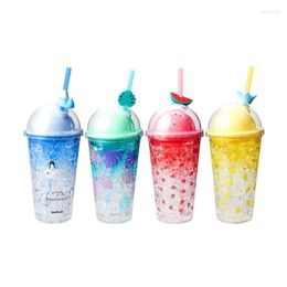 Cups Saucers Juice Cup With Straw Cute Children Water For Birthday Gift Anti-fall Home Shopping Drinkware Fashion Drop J184