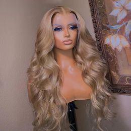 180Density Full Colored Body Wave Lace Front Human Hair Wig Color Preplucked HD Transparent Lace Frontal Perücken für Frauen