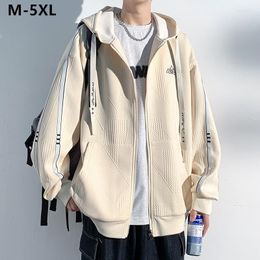 Men's Jackets Autumn Young Teenagers Juvenile Hoodied Loose Cardigan Jacket Boys Men Plus Size 5XL Coat Student Khaki White Korean Clothes