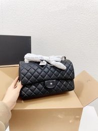 Chanellly CChanel Chanelllies CC Quality High Womens Plaid New Luxury Diamond Fashion Designer Bag Original Cowhide Material Versatile Casual Handbag