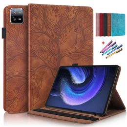 Coque for Pad 6 Pro Case 11 inch Embossed Tree Leather Flip Cover for Funda Mi Pad 6 Mi Pad 6 Pro Tablet Case HKD230809