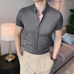 Мужские повседневные рубашки плюс размер бизнес -бизнес -формальный камиса социальная маскулина пуговица с короткими сжиженными мужчинами.