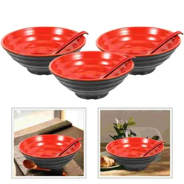 Bowls Ramen Bowl Set Japanese Style Noodle Microwavable Large Soup Spoon Kitchen Household