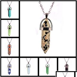 Pendant Necklaces Mix Natural Stone Quartz Necklace Hexagonal Prism Point Healing Opal Turquoise Tiger Eye Chains For Women Jewellery In Dhnvp
