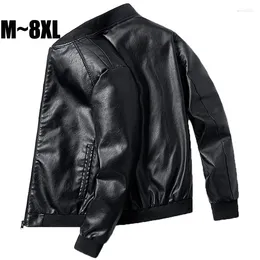 Men's Jackets Men Bomber Baseball Jacket Plus Size 7XL 8XL PU Leather Biker Pilot Varsity College Top Slim Fit Motorcycle Coats