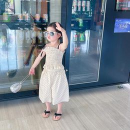 Clothing Sets Girls Summer Clothes Vest Short For Dot Pattern Tracksuit Casual Style Children