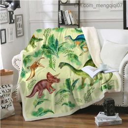 Blankets Swaddling Cartoon Jurassic Dinosaur Children's Blanket Adult Winter Warm Animal Coral Plush Throwing Blanket Bedding Office Sleeping Blanket Z230809