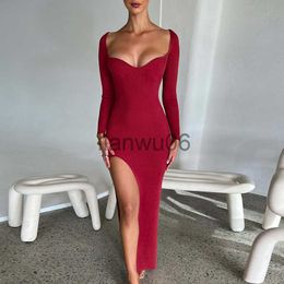 Basic Casual Dresses Sexy Slit Formal Evening Dresses For Women 2023 New High Waist Graduation Dresses Elegant Party Long Dress Vestidos Para Mujer J2308009