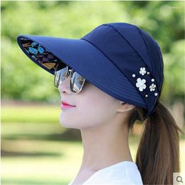 Wide Brim Hats Women's Sun Fashion Casual Cap Outdoor Travel Long Foldable Sunscreen Hat Korean Style