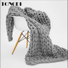 Blanket TONGDI Soft Warm Large Handmade Knitted Coarse Woollen Pretty Gift For Winter Bed Sofa Girl All Season Sleeping Bag 230809