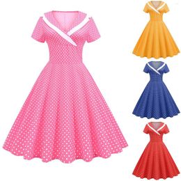 Casual Dresses Women's Retro Dress Short Sleeved Polka Dot Printed Large Swing Teen Summer For Women Knee Length