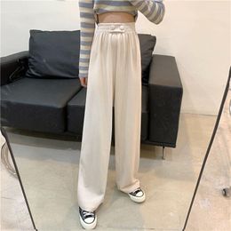 Women's Pants With Elastic Bands Corduroy Autumn Winter Wide-leg Ladies All-match High-waist Drape Casual Loose Trousers