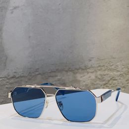 Silver Blue Squared Sunglasses for Men Summer Sunnies gafas de sol Sonnenbrille UV400 Eye Wear with Box