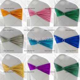 16Color Elastic Bronzing Metallic Spandex Chair Band Chair Bow With Round Plastic Buckle For Wedding Use279x