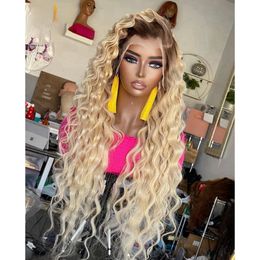 Brazilian Human Hair HD Transparent Highlight Wig Honey Blonde Lace Front Wigs For Women Deep Wave Lace Frontal Wig Synthetic