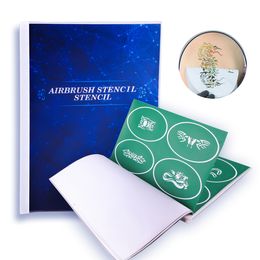 Other Permanent Makeup Supply 100Pcs Airbrush Tattoo Stencil Book Can be Repeatedly Use Words Rose Temporary Nail Body Painting TattooStencil 230808