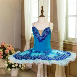 Stage Wear Design Custom Size Colour Performance Dance Kids Girls 7 Layers Pre-professional Blue Ballet Tutu