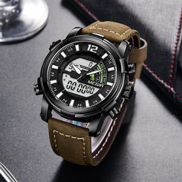 Dual Display Digital Men Watch MEGIR Sport Analogue Quartz Watches Relogio Masculino Reloj Hombre Army Military Wristwatches Hour253B