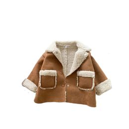 Jackets Baby Girls Boy Jacket Thicken Warm Suede Lamb Wool Kids Coat Autumn Winter Toddler Kids Outerwear Clothing 230808