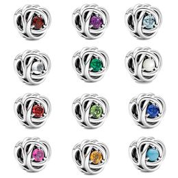 925 Colourful Diamonds Birthstone Charms love heart Beads Party Jewellery Cute Pendant DIY fit Pandora Bracelet Necklace for Women High end Jewellery Gifts