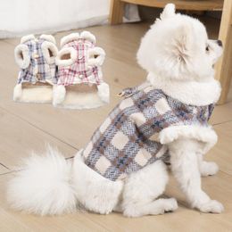 Dog Apparel Fleece Plaid Clothes Winter Puppy Pet Coat Jacket With Harness For Small Medium Dogs Thicken Warm Chihuahua Yorkies