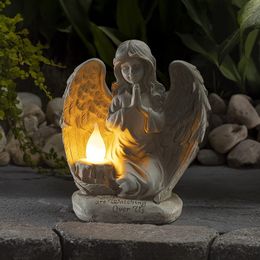 Decorative Objects Garden Solar Angel Sculpture Outdoor Camel Light Dwarf Resin Names Decorations Genie 230809