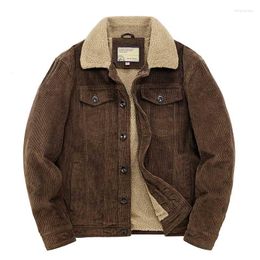 Men's Jackets 2023 Men Winter Fleece Corduroy Fur Collar Thermal Warm Outwear Top Clothing For Male Size M-5XL