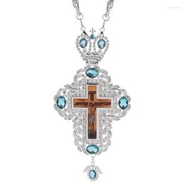 Pendant Necklaces Jesus Crucifix Cross Necklace Clear Crystal Chain For Men Women Priest Church Accessories Religious Pastor Jewelry Gift