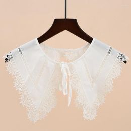 Bow Ties Sitonjwly Bowknots Detachable Fake Collar Shawl For Women Sweater Blouse Lace Hollow Half Shirt False Collars