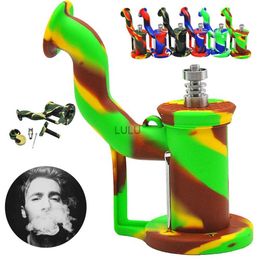 Portable Silicone Titanium Nail Oil Drum Rig Water Tobacco Pipe Fashion Spoon HKD230809