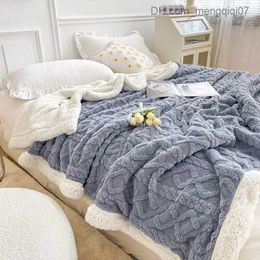 Blankets Swaddling Homepage thickened bedding double-sided cashmere plain weave blanket winter warmth sofa cover newborn packaging children's bedding Z230809