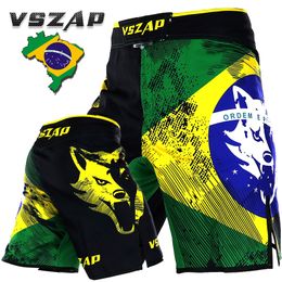 Men's Shorts VSZAP Men's Brazil Boxing Shorts Printing MMA Shorts Fight Grappling Short Polyester Kick Gel Thai Boxing Shorts MMA Boxe 230808